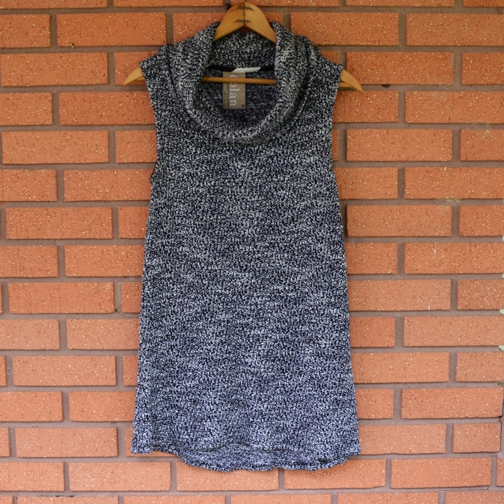 Dolan- Black, White Marled Cowl Neck